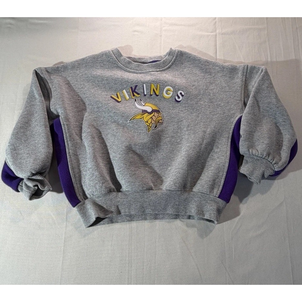 Minnesota Vikings Crewneck Sweatshirt NFL Football Fan Gear Purple Kids Sz 7-8